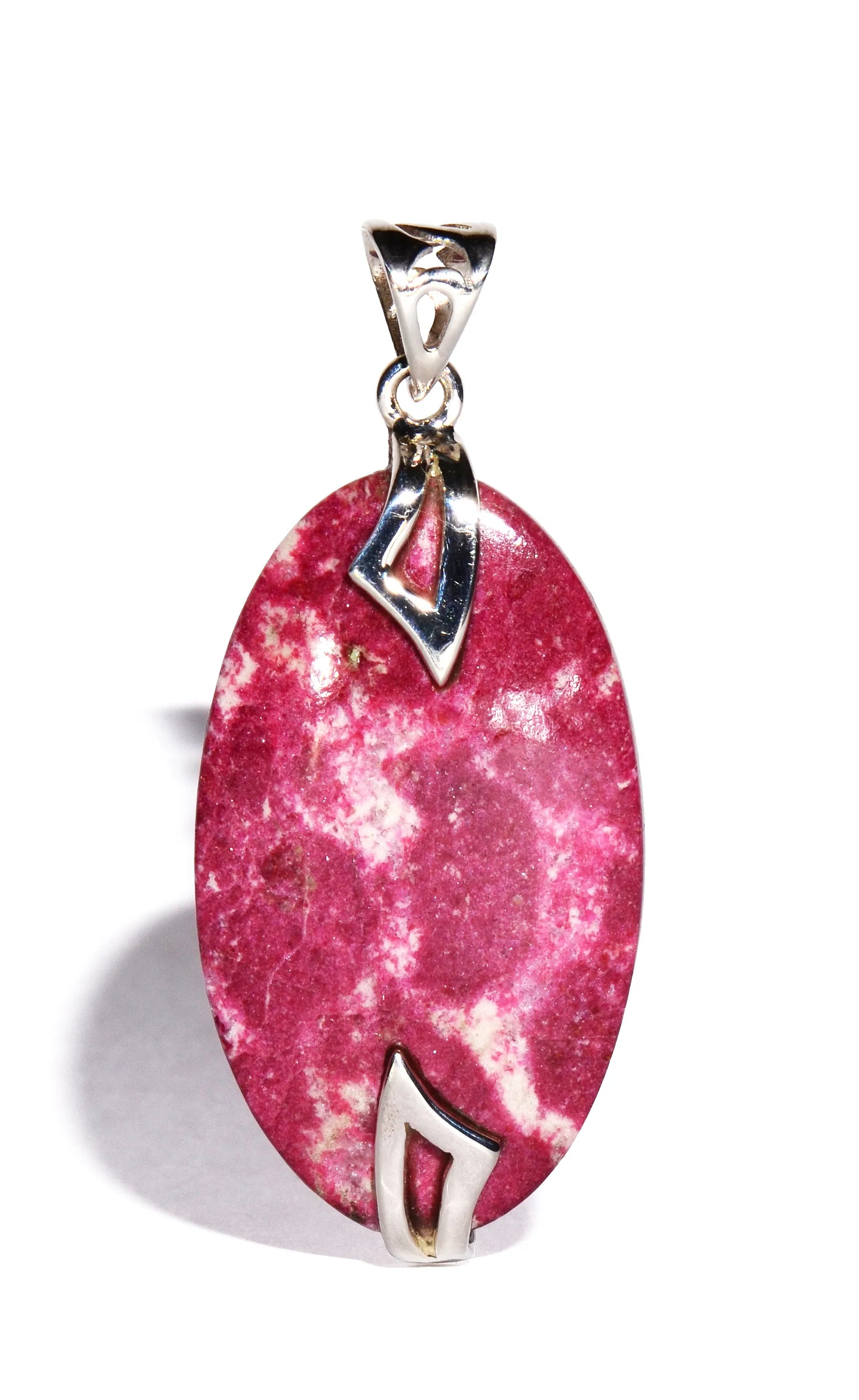 Pink Thulite Sterling Silver Pendant - Oval