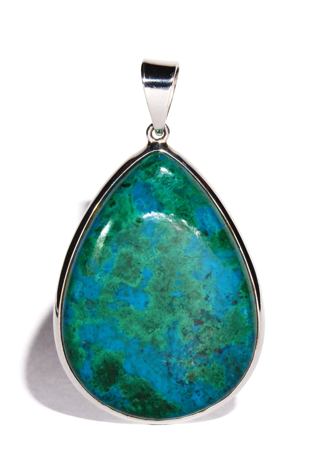 Chrysocolla Sterling Silver Pendant - Teardrop