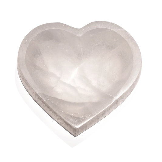 Selenite Bowl Heart Shape Polished Crystal Carving