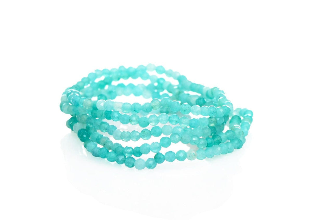 3 mm faceted Amaznoite beaded bracelet