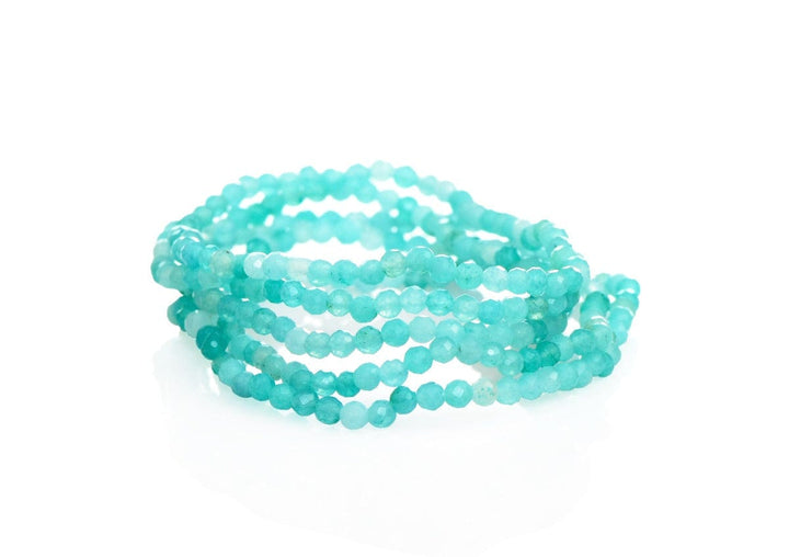 3 mm faceted Amaznoite beaded bracelet