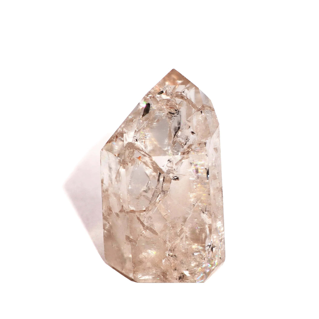 Clear Quartz Crackle Point - Flat Base