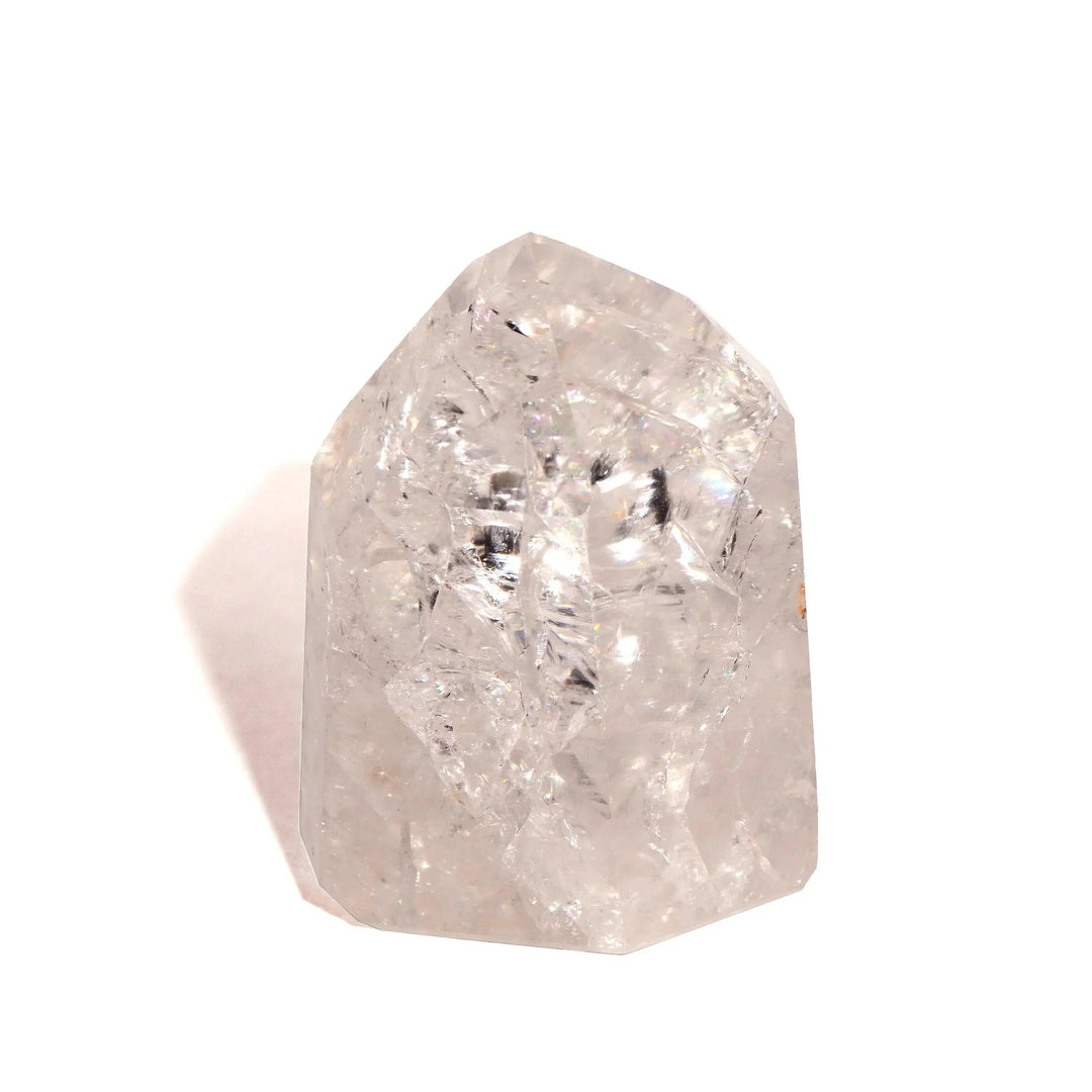 Clear Quartz Crackle Point - Flat Base