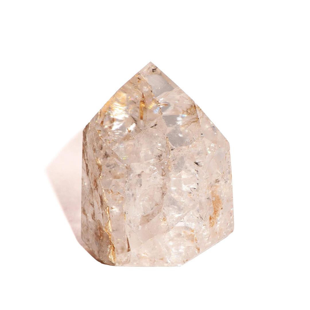 Clear Quartz Crackle Point - Flat Base