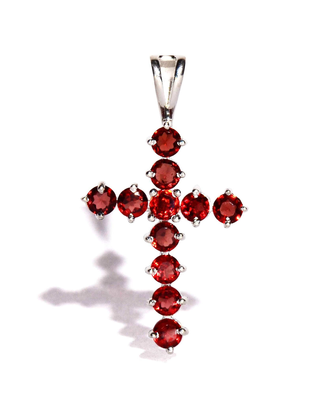 Garnet Sterling Silver Pendant - Round Faceted Crystals