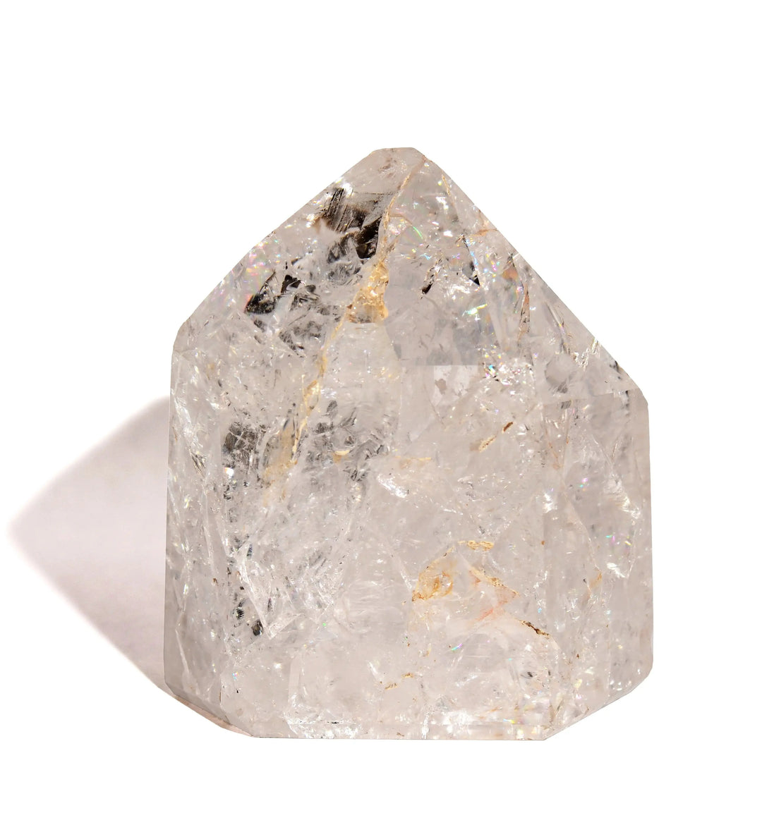 Clear Quartz Crackle Point - Flat Base