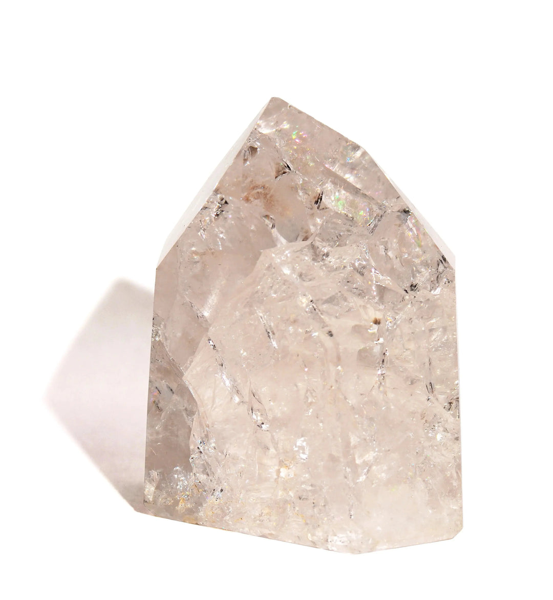 Clear Quartz Crackle Point - Flat Base