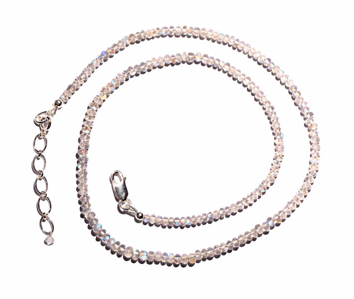 Rainbow Moonstone Microbead Necklace - Small Beads