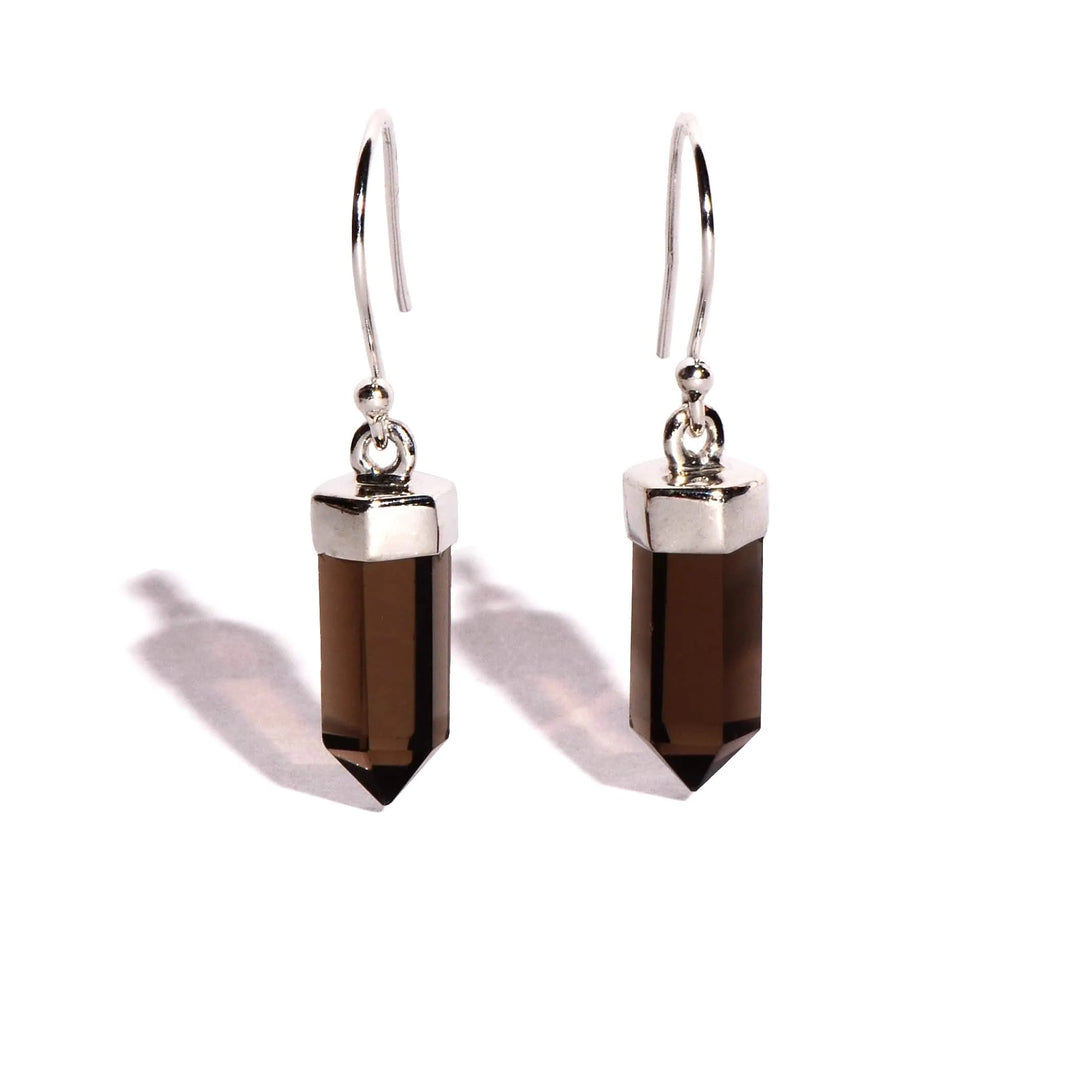 Smoky Quartz Points Sterling Silver Earrings