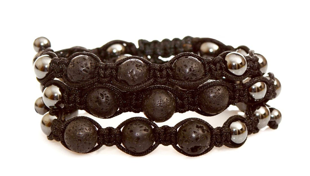 Black Lava Stone Corded Magnetic Beaded Bracelet