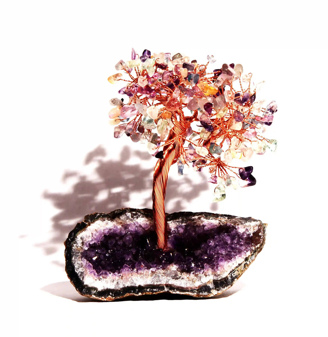 Fluorite Gem Tree on Raw Geode Base
