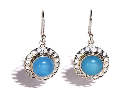 Chalcedony Sterling Silver Earrings - Round