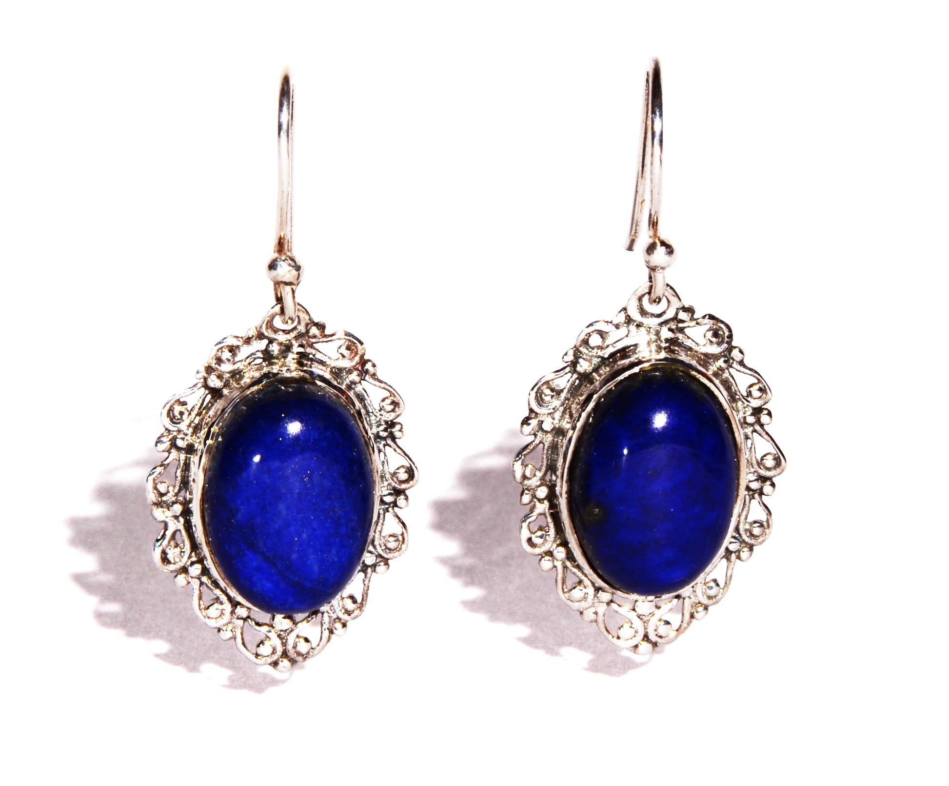 Lapis Lazuli Sterling Silver Earrings - Oval - Polished