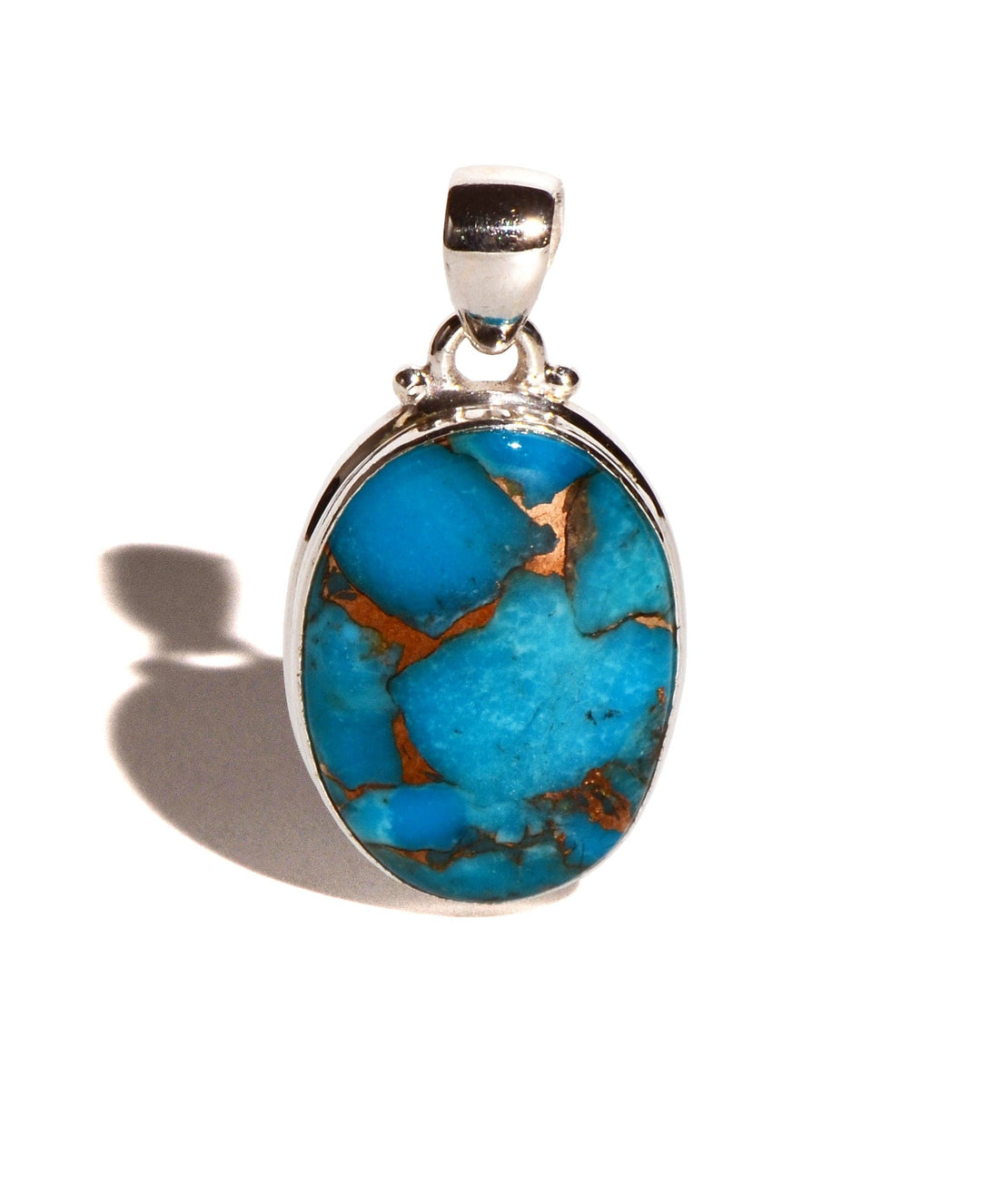 Blue Copper Turquoise Sterling Silver Pendant
