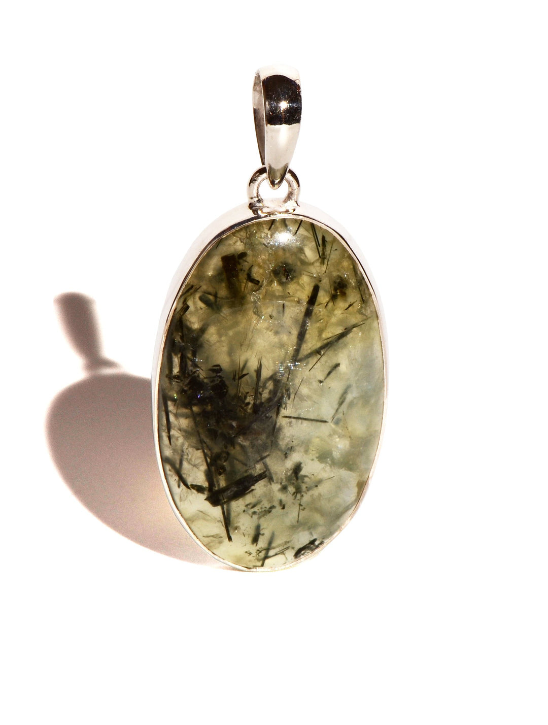 Prehnite Sterling Silver Pendant - Oval