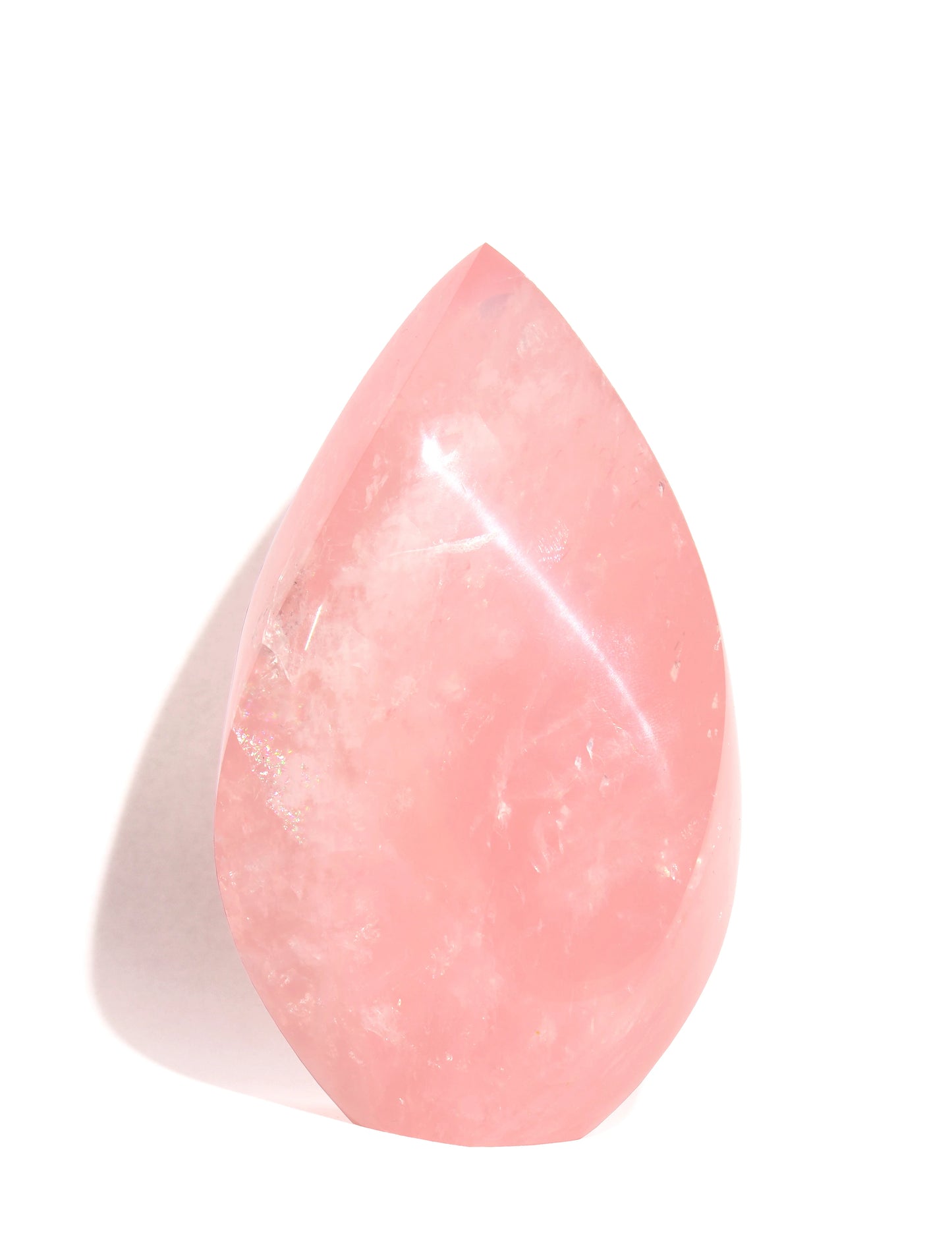 Rose Quartz Flame - Carved Crystal - Polished