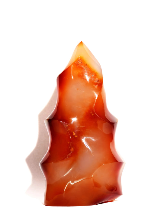 Carnelian Flame - Crystal Carving - Flat Base