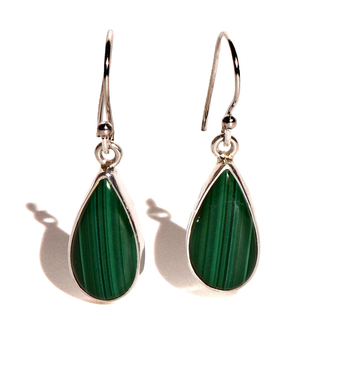 Malachite Sterling Silver Earrings - Teardrop