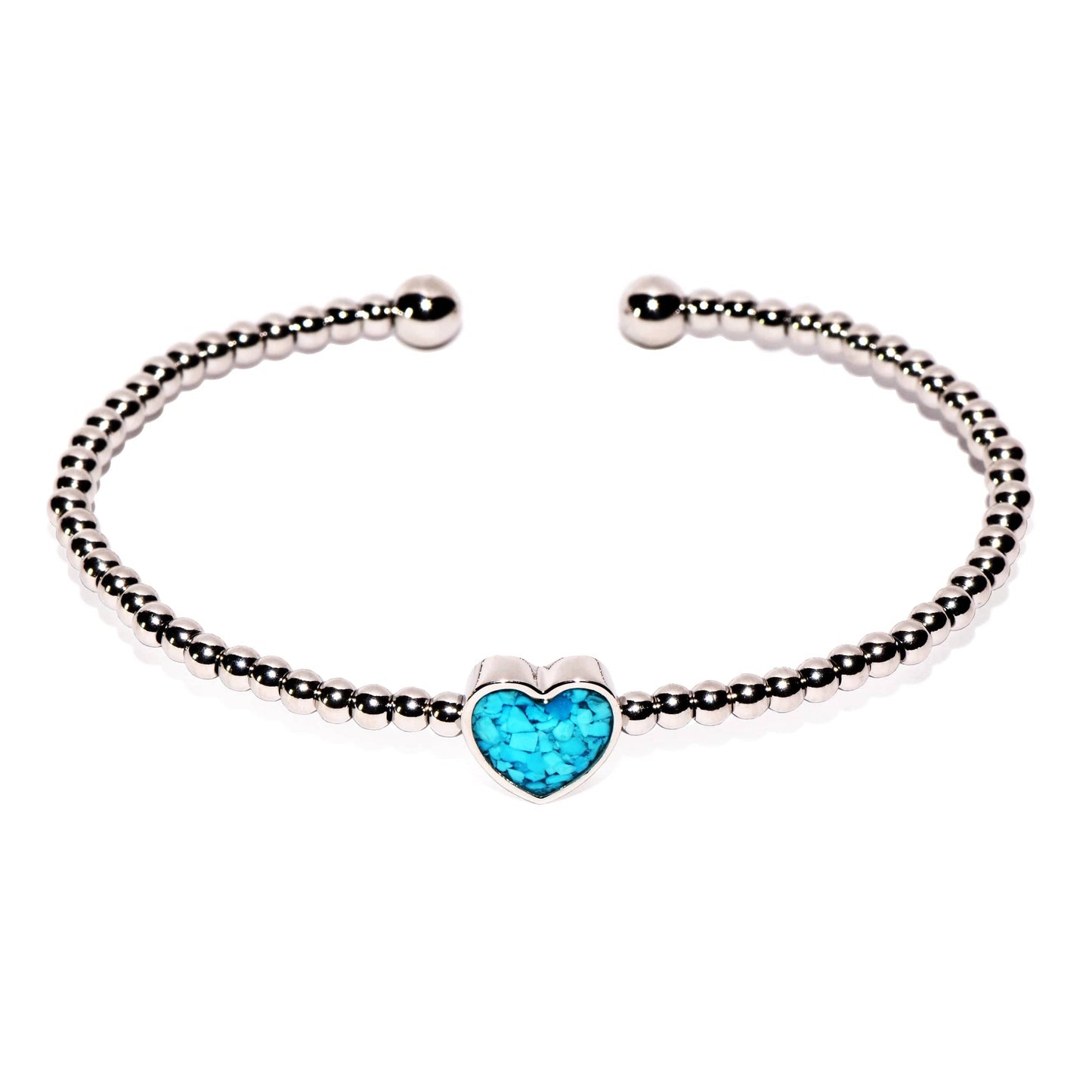 Turquoise Heart Beaded Cuff Bracelet