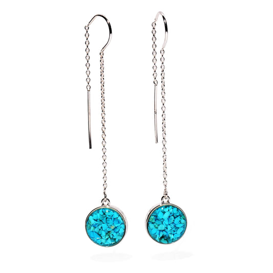 Turquoise Sterling Silver Sandglobe Long Earrings