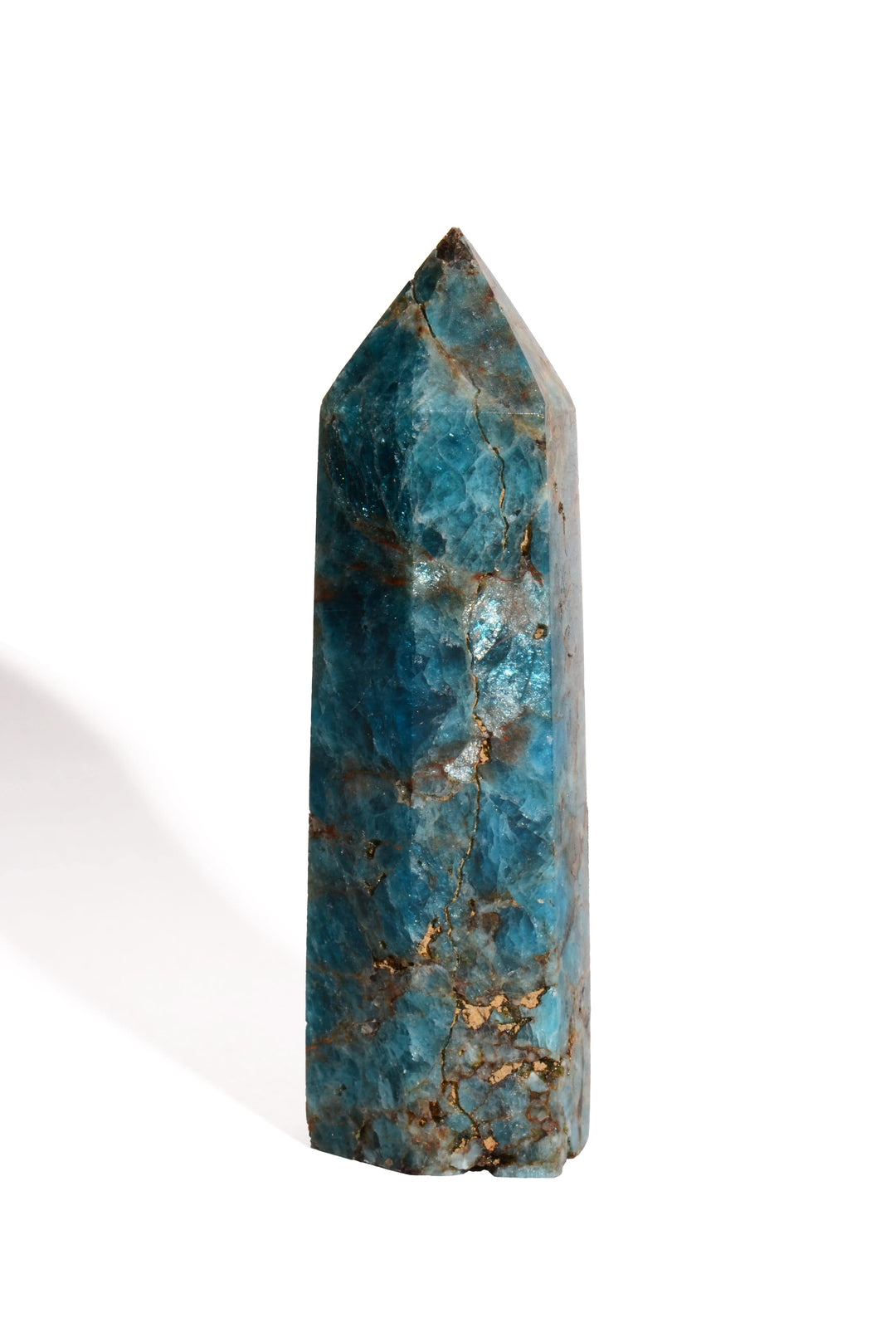 Blue Apatite Point - Flat Base - Polished
