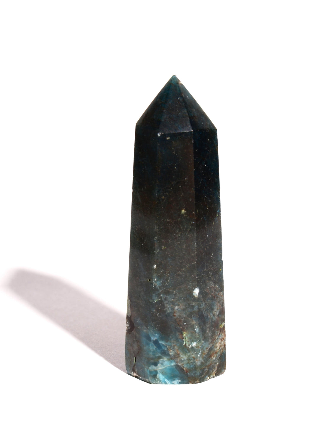 Blue Apatite Point - Flat Base - Polished