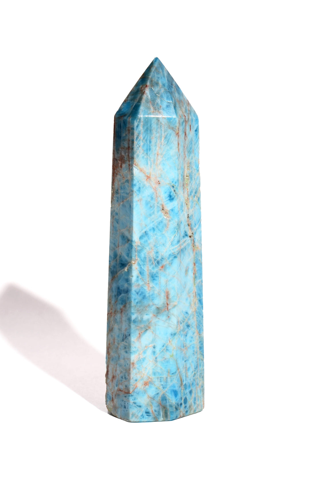 Blue Apatite Point - Flat Base - Polished