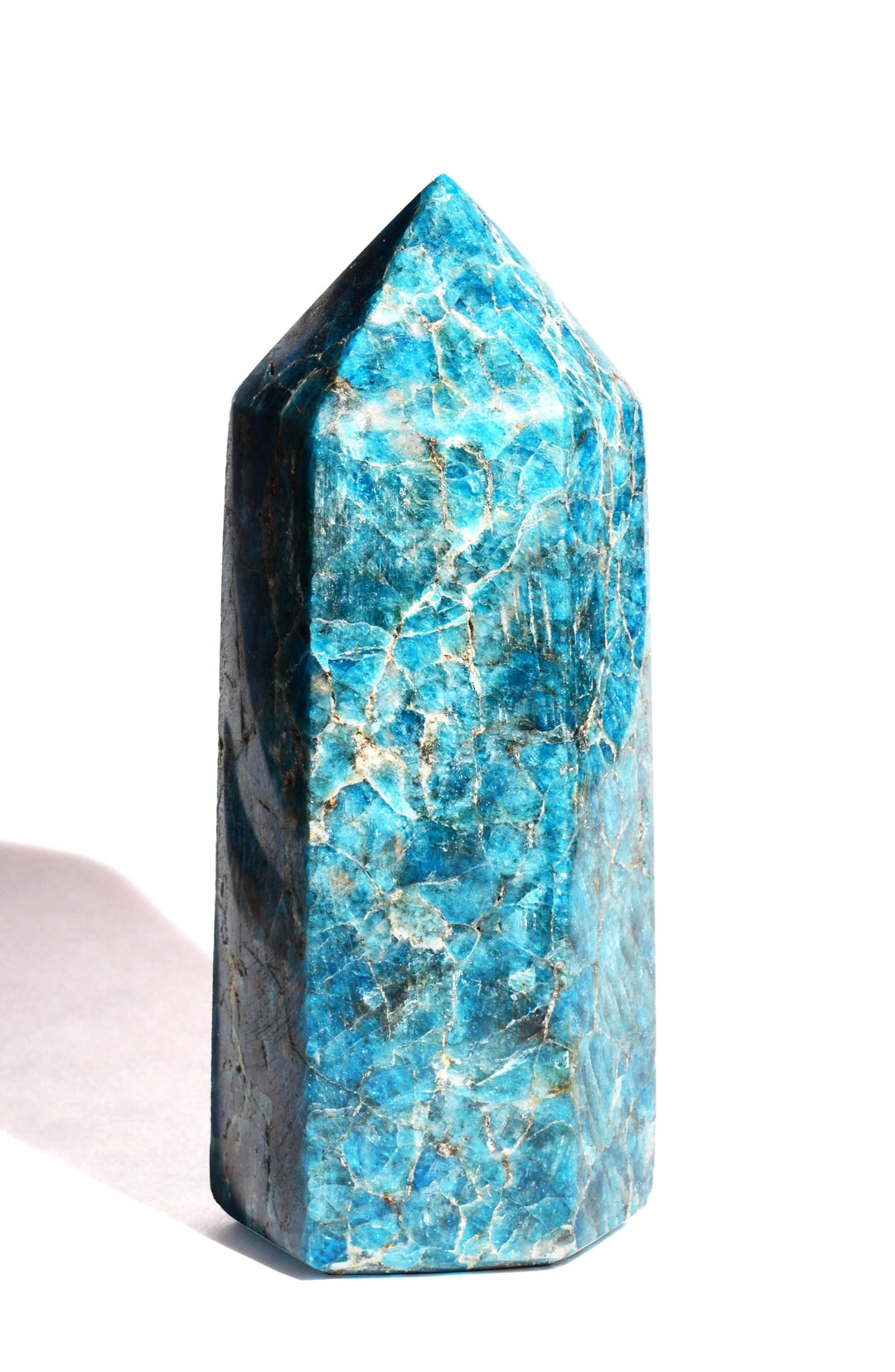 Blue Apatite Point - Flat Base - Polished