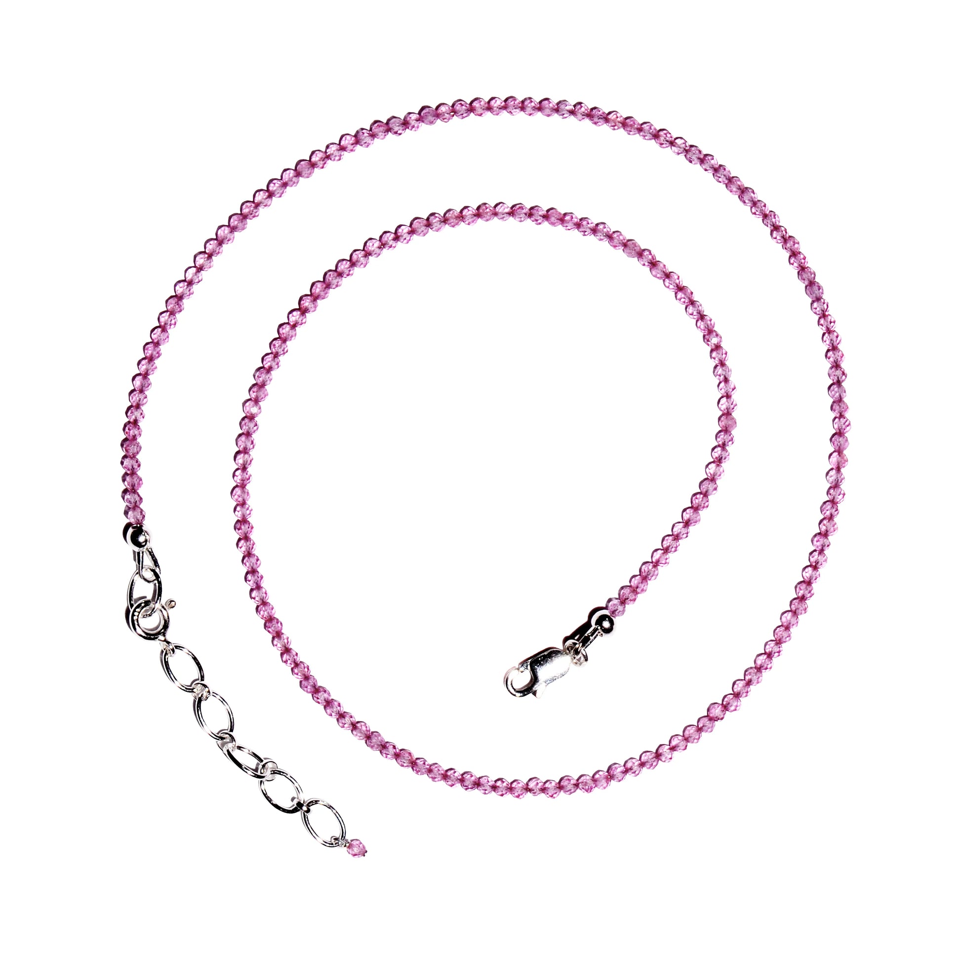 Buy Pink Topaz Faceted Microbead Necklace 2.5mm for emotional healing and harmony