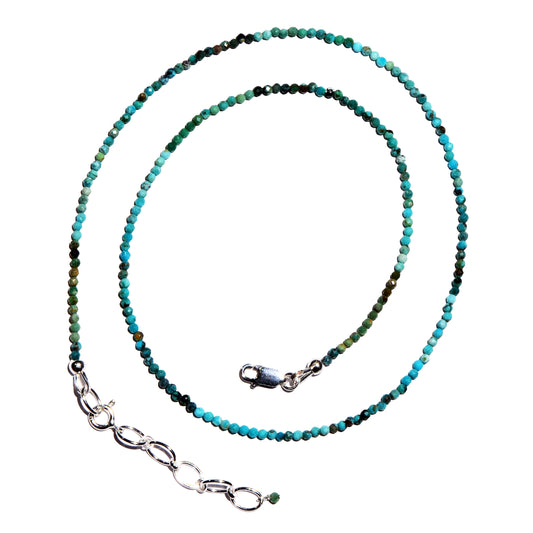 Buy Turquoise Waterfall Faceted Microbead Necklace 2mm for Truth and Communication.