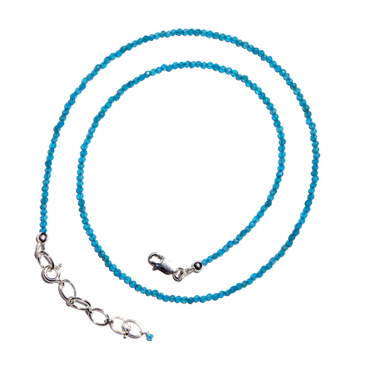 Buy Neon Apatite Faceted Microbead Necklace 2mm for manifestation and inner vision.