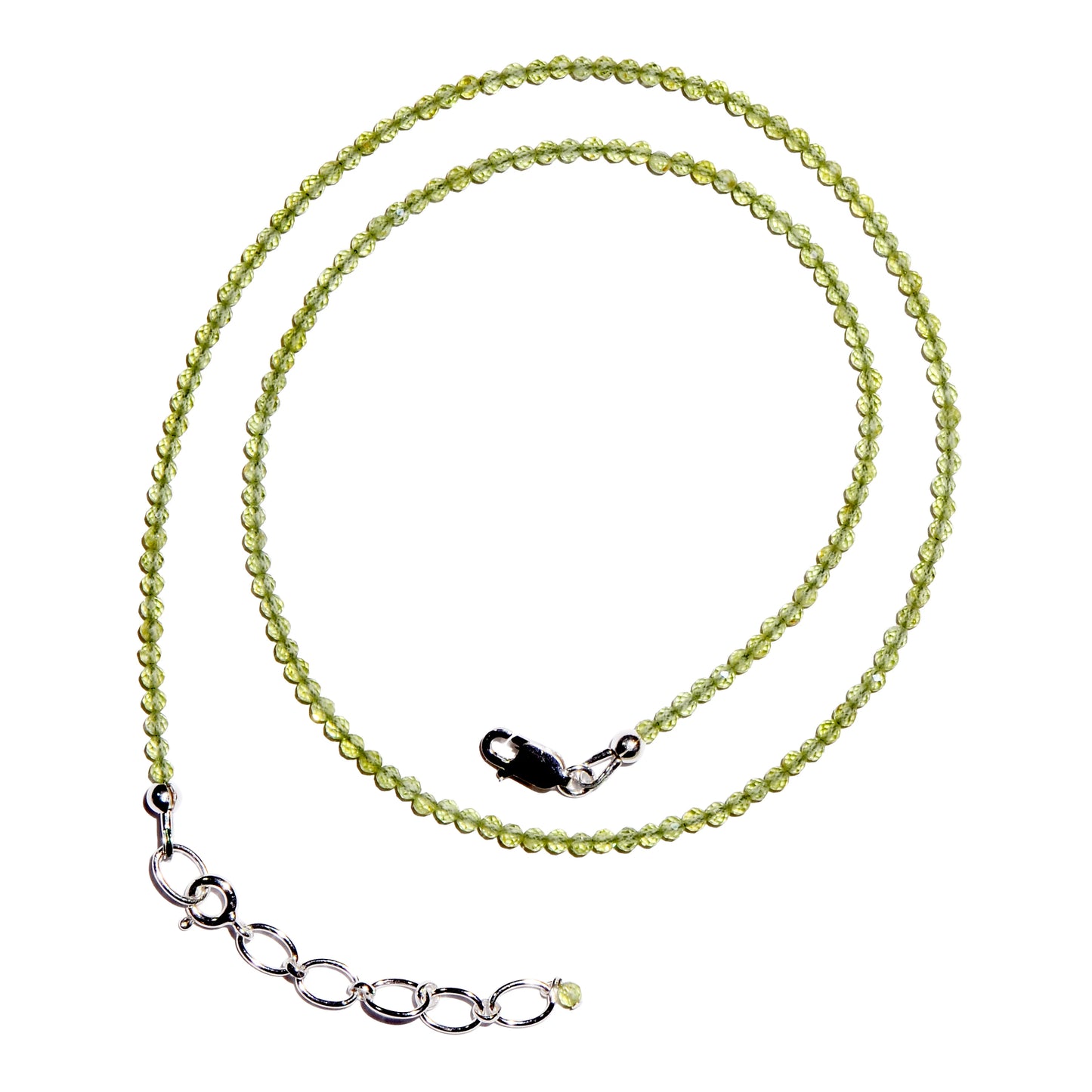 Buy Peridot Faceted Microbead Necklace 2.5mm for harmonious love.