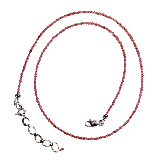 Buy Rhodolite Garnet Faceted Microbead Necklace 1.5mm for Inspiration and Emotional Healing.