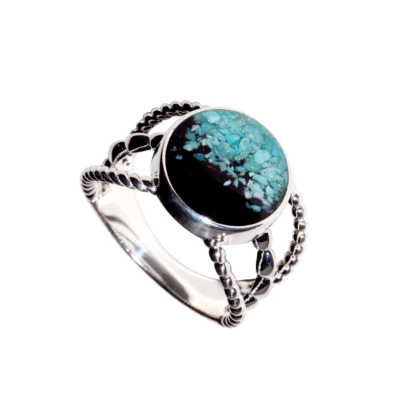 Boho Ring - Turquoise/Cathedral Rock Charged Round Ring