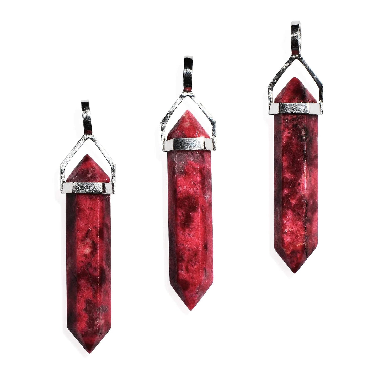 Pink Thulite Double Point Sterling Silver Pendant