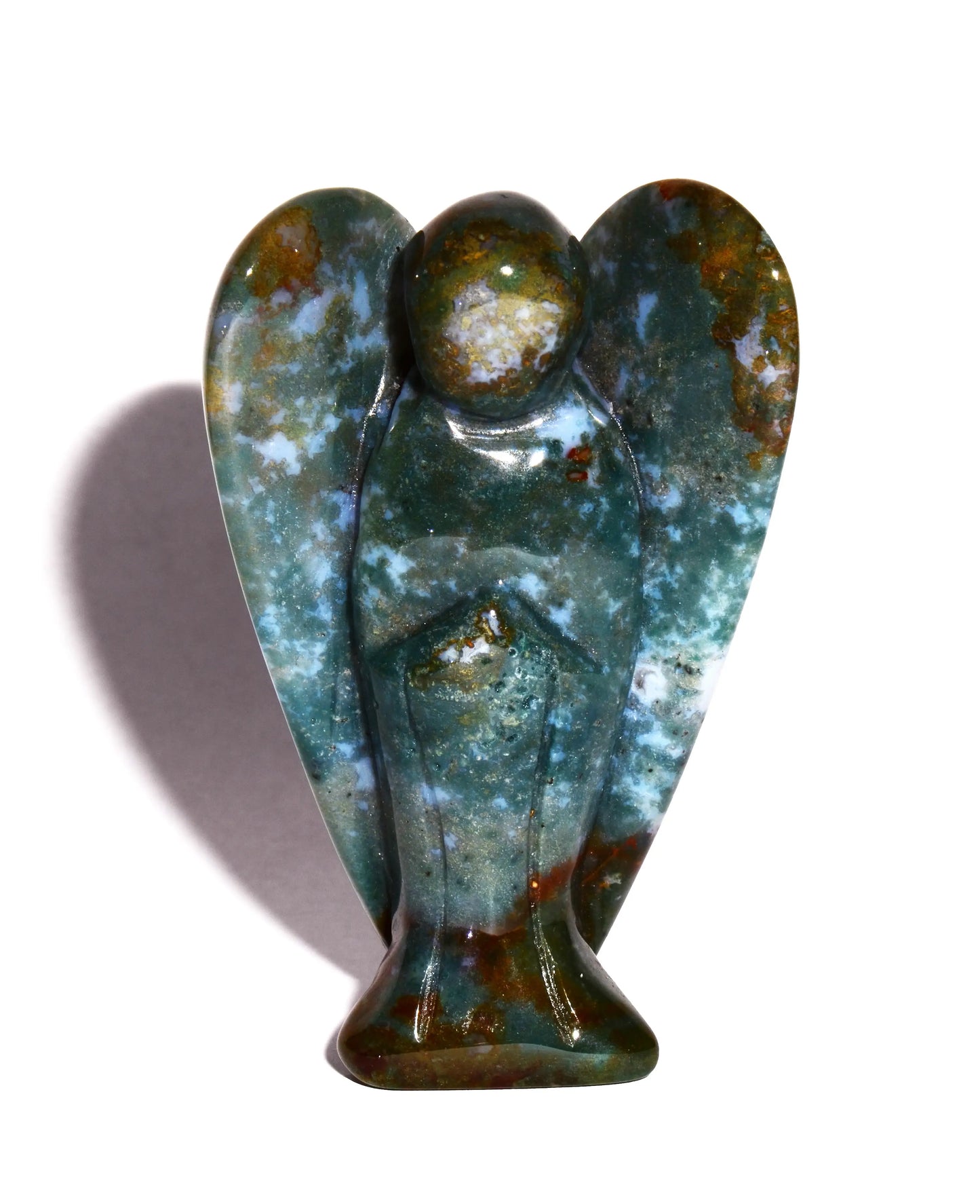 Green Moss Agate Angel - Crystal Carving