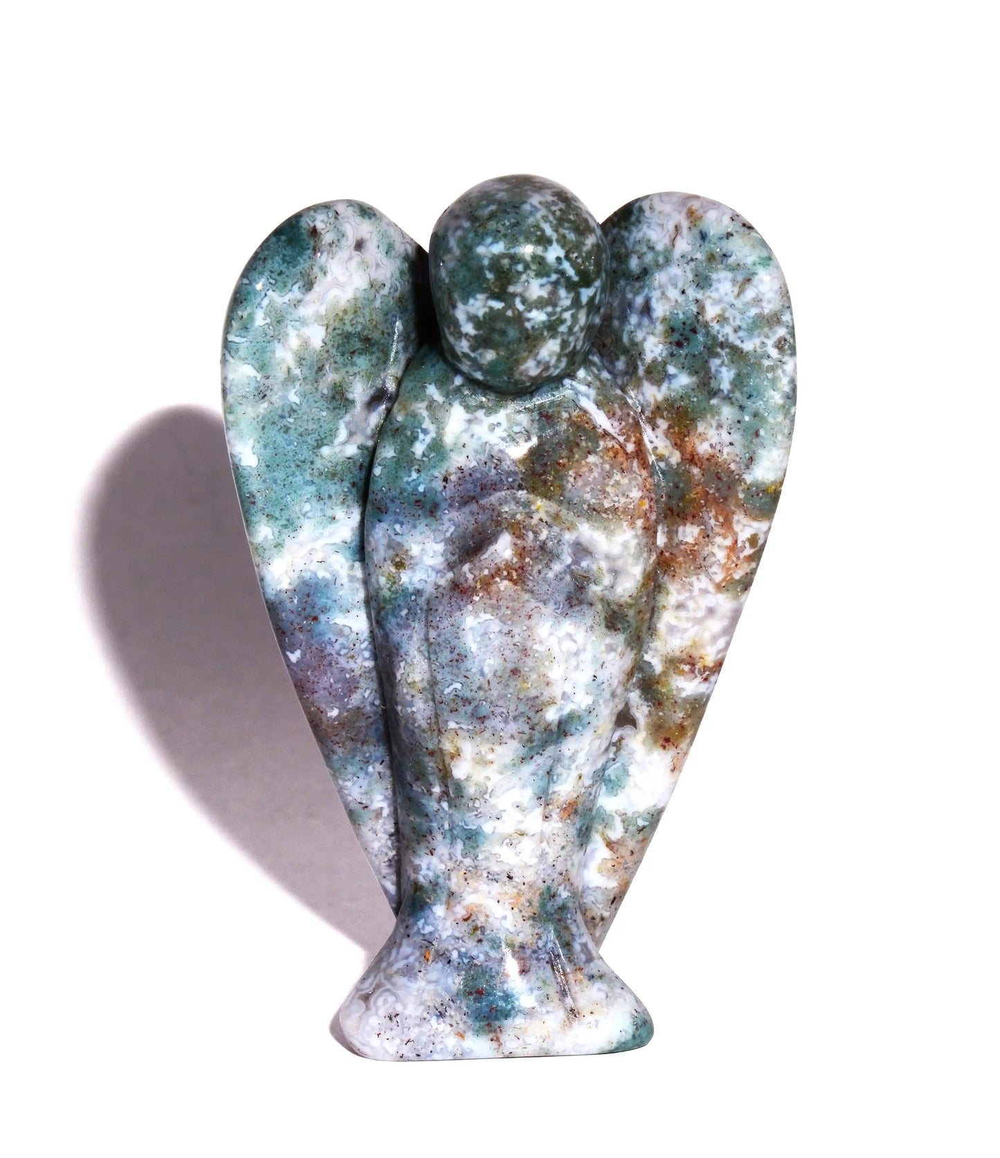 Green Moss Agate Angel - Crystal Carving