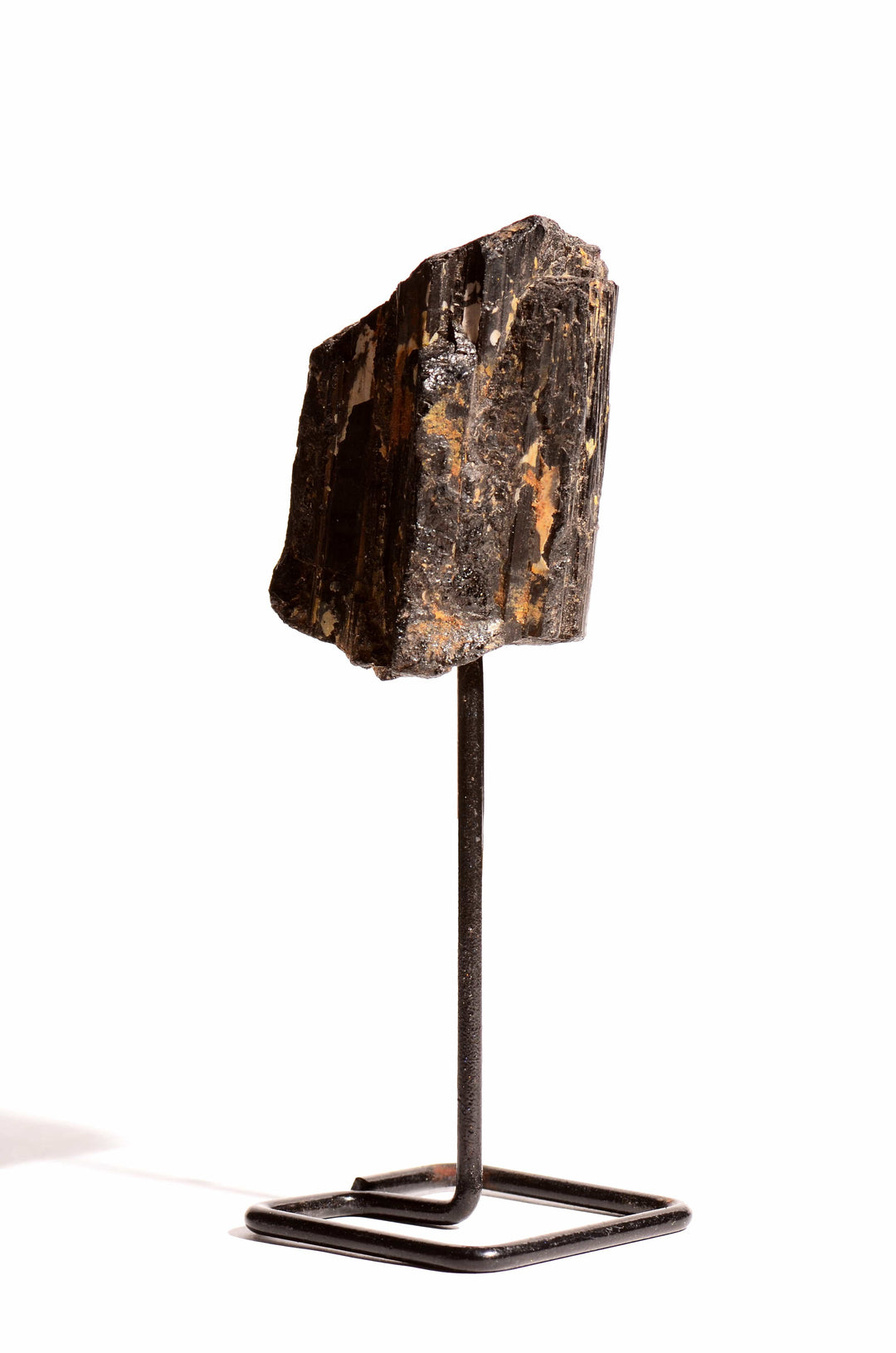 healing crystals: raw black tourmaline on pin stand