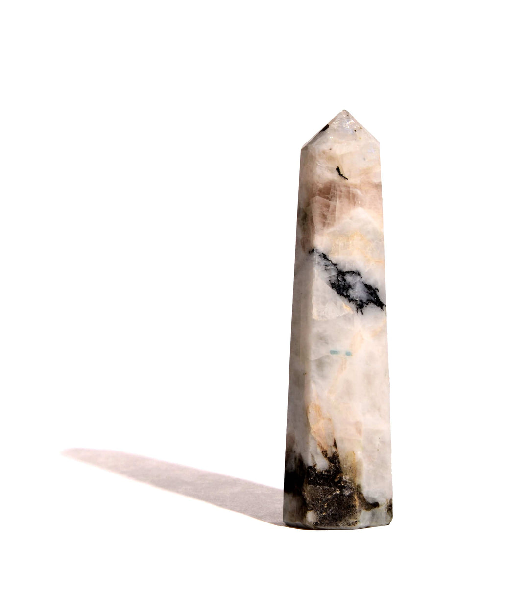 Rainbow Moonstone Point - Polished - Flat Base