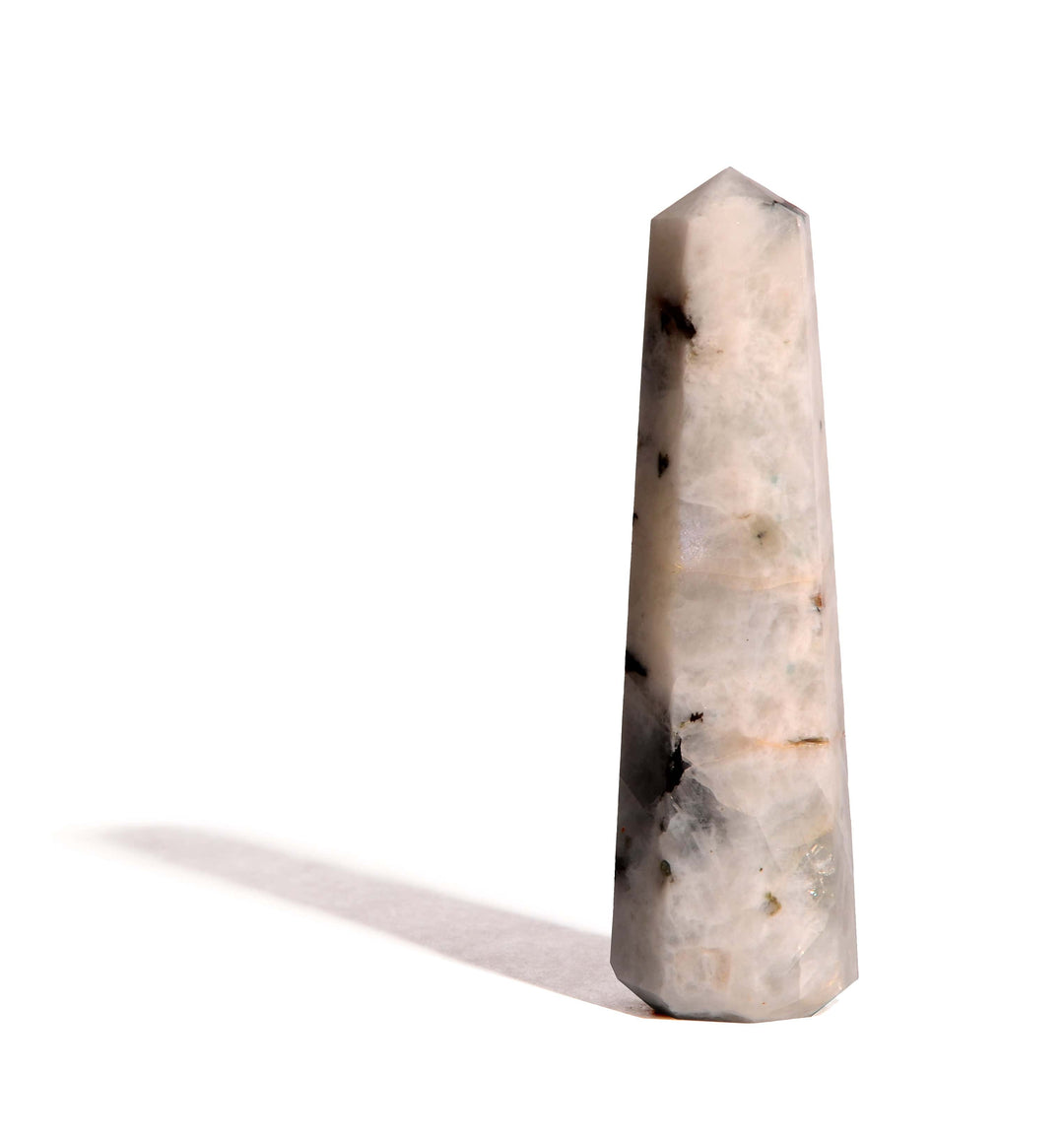 Rainbow Moonstone Point - Flat Base - Polished