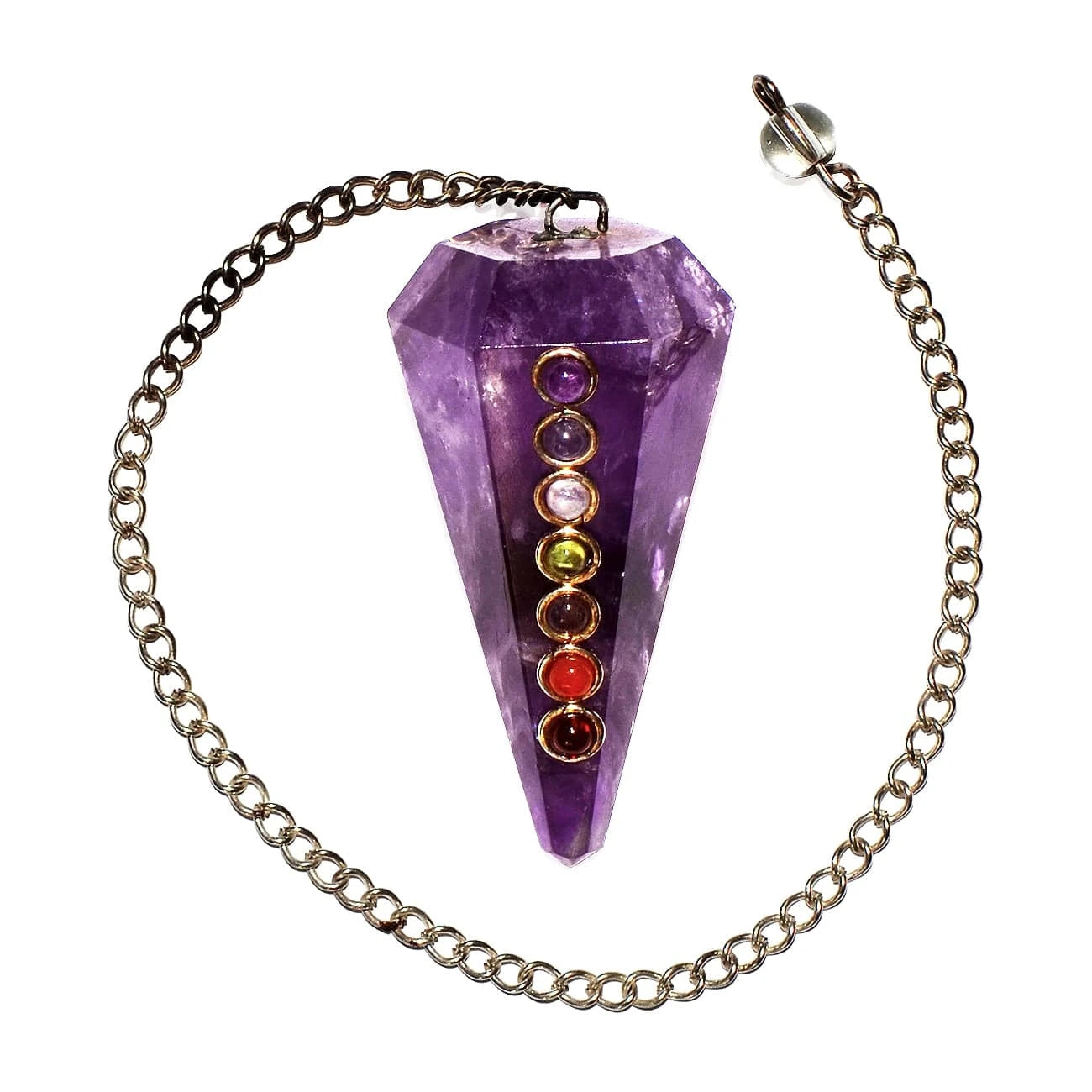 7 Chakra on Amethyst Pendulum