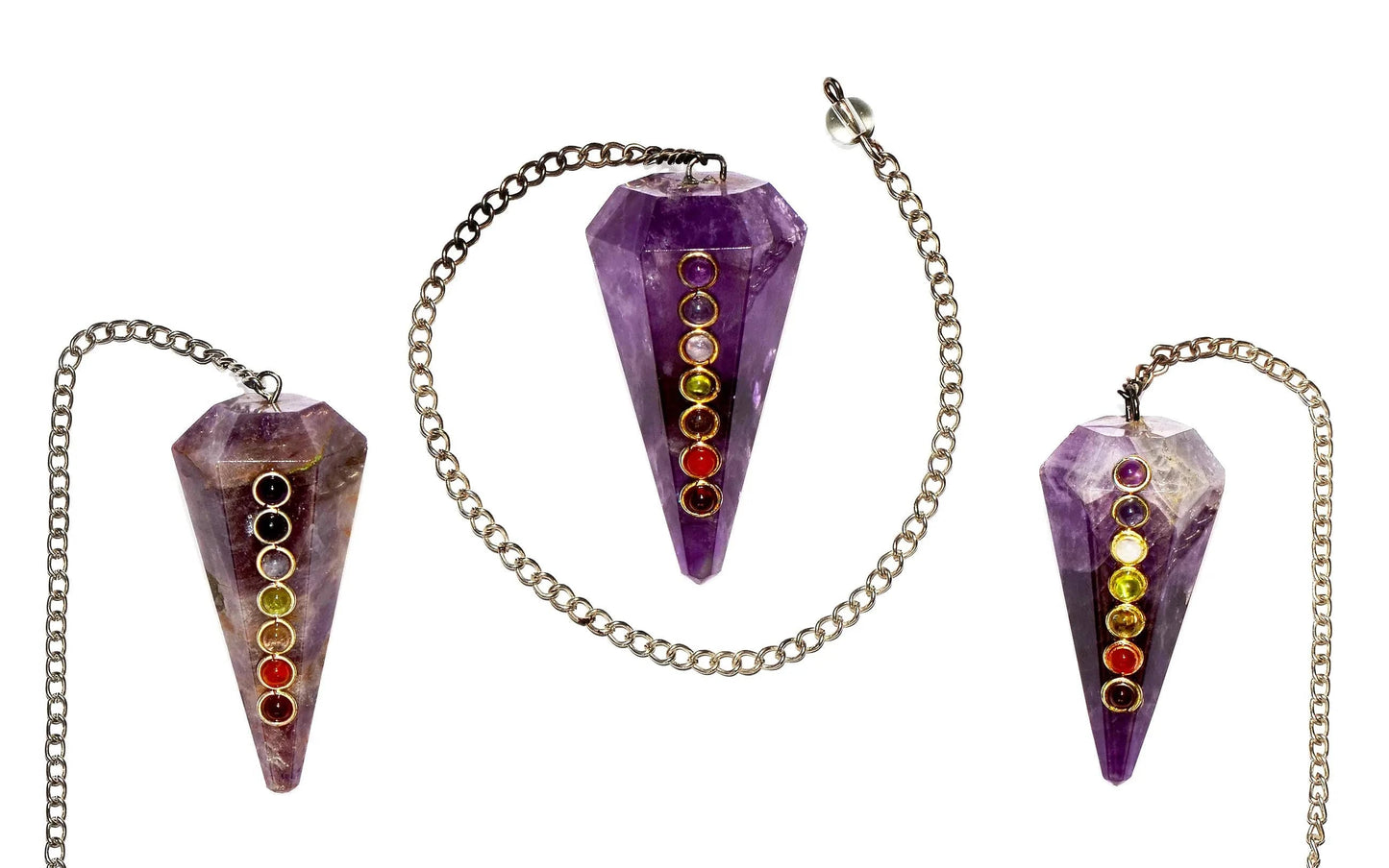 7 Chakra on Amethyst Pendulum