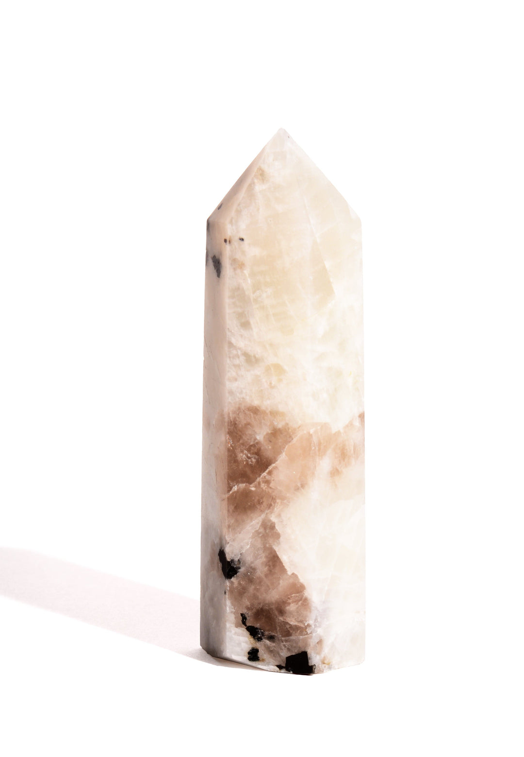 Rainbow Moonstone Point - Flat Base - Polished