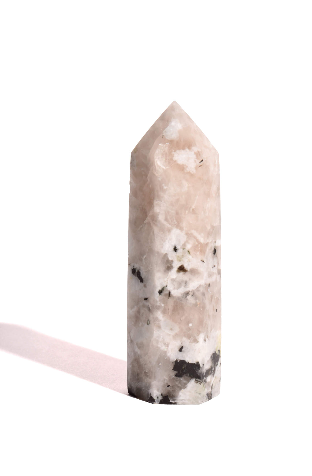 Rainbow Moonstone Point - Flat Base - Polished