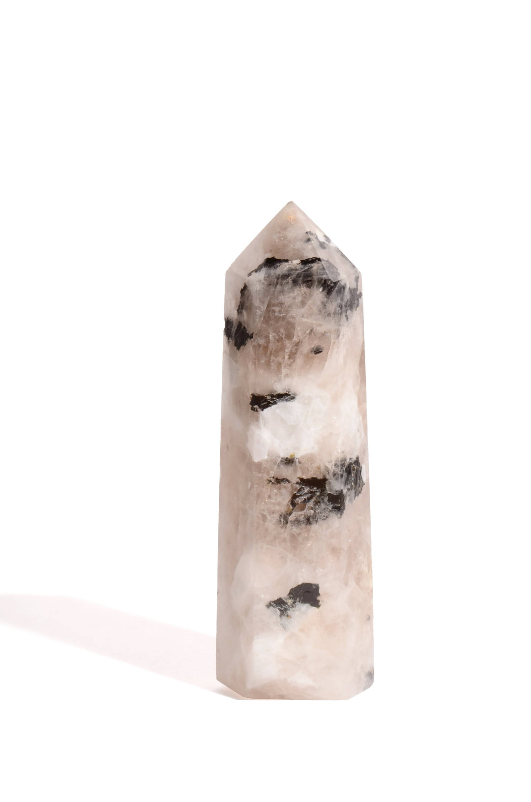 Rainbow Moonstone Point - Flat Base - Polished