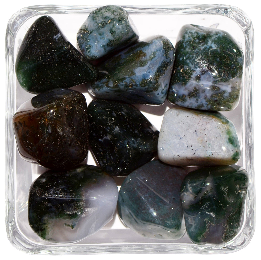 Green Moss Agate Tumbled Stone - Small