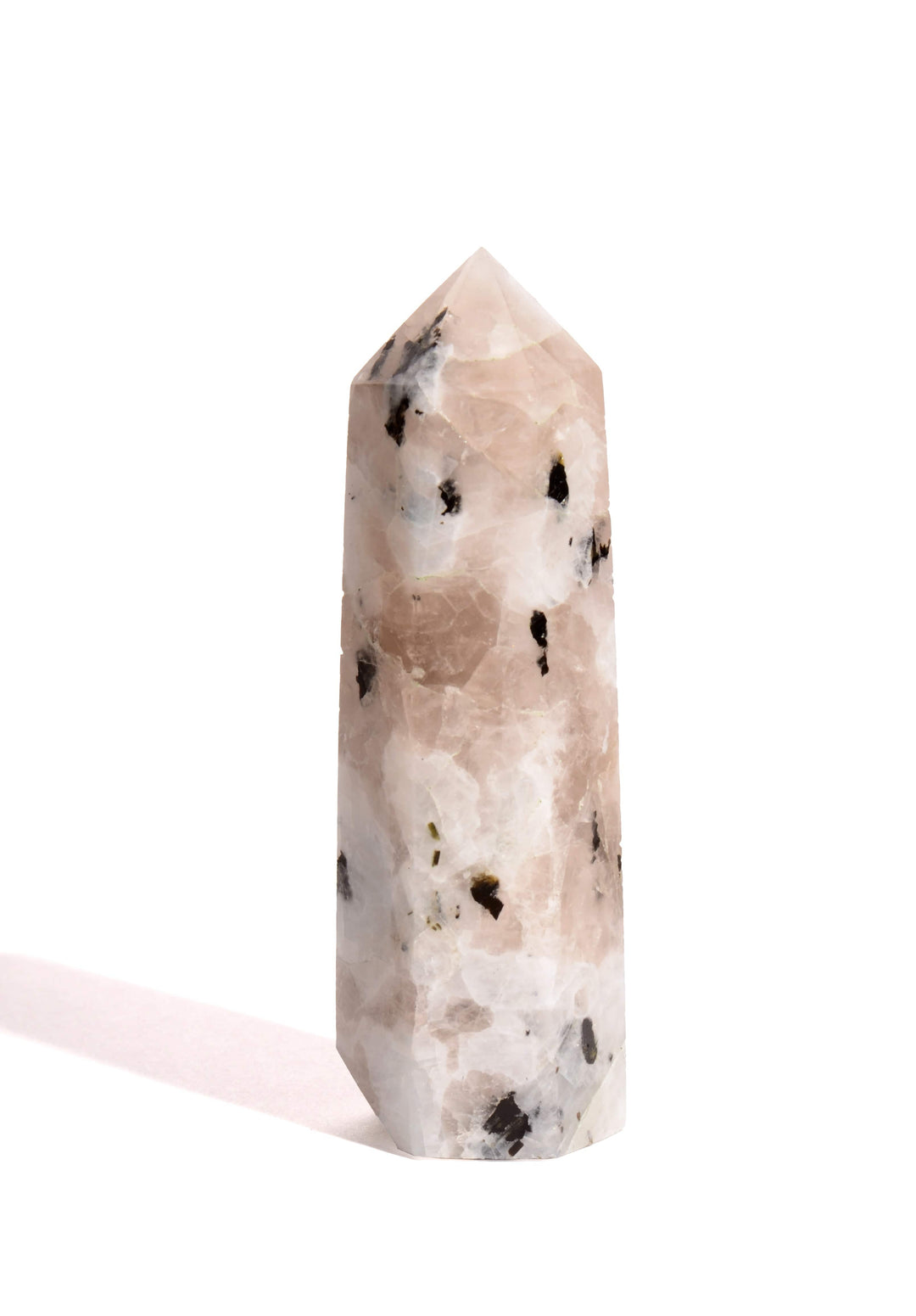 Rainbow Moonstone Point - Flat Base - Polished