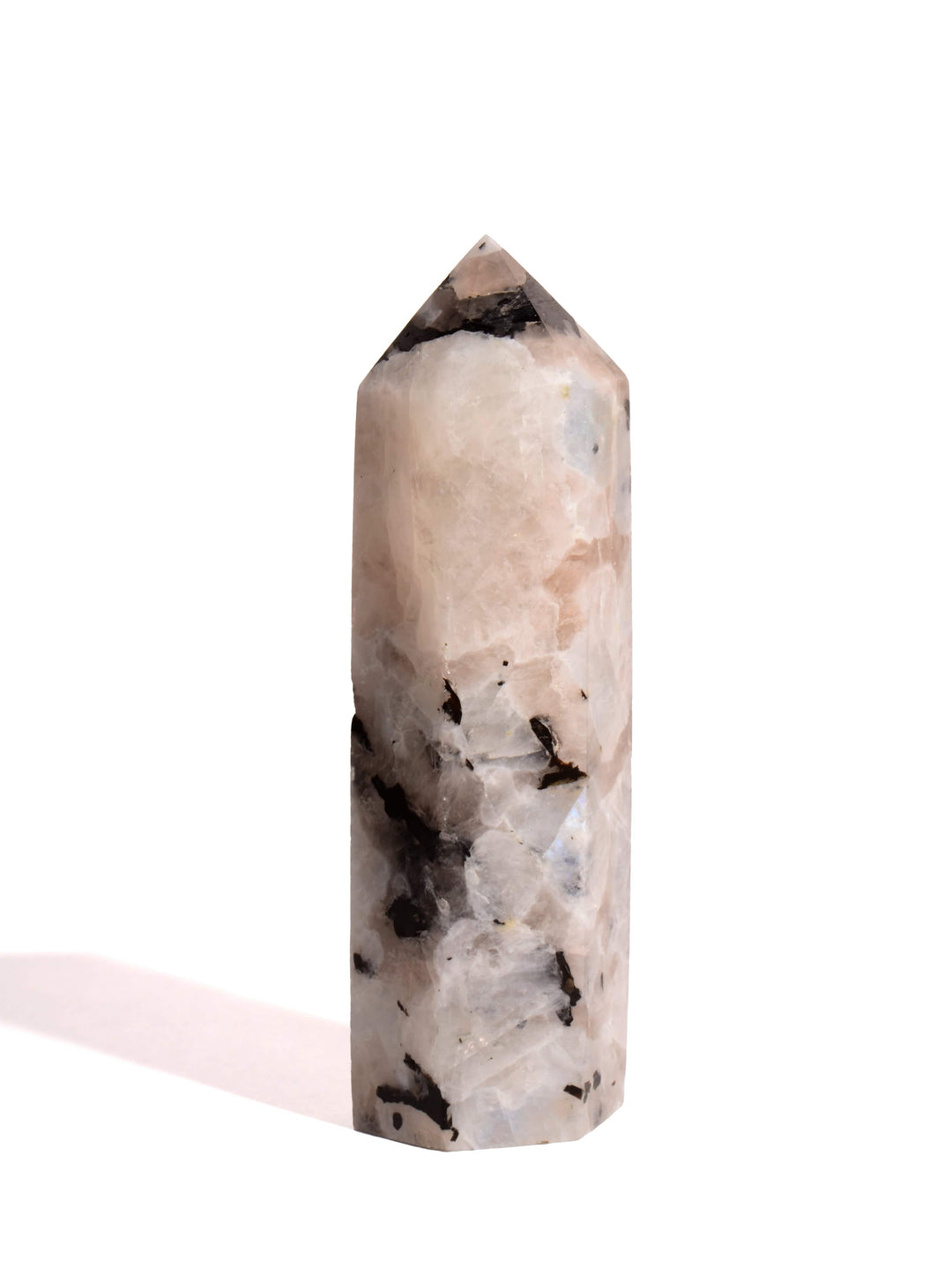 Rainbow Moonstone Point - Flat Base - Polished