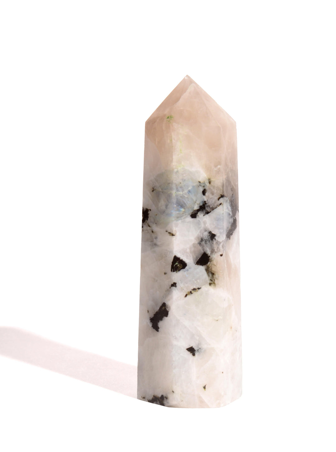 Rainbow Moonstone Point - Flat Base - Polished