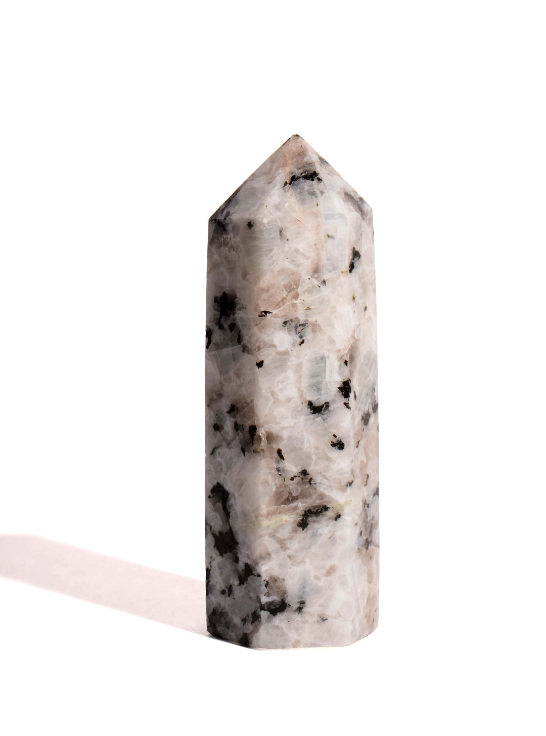 Rainbow Moonstone Point - Flat Base - Polished